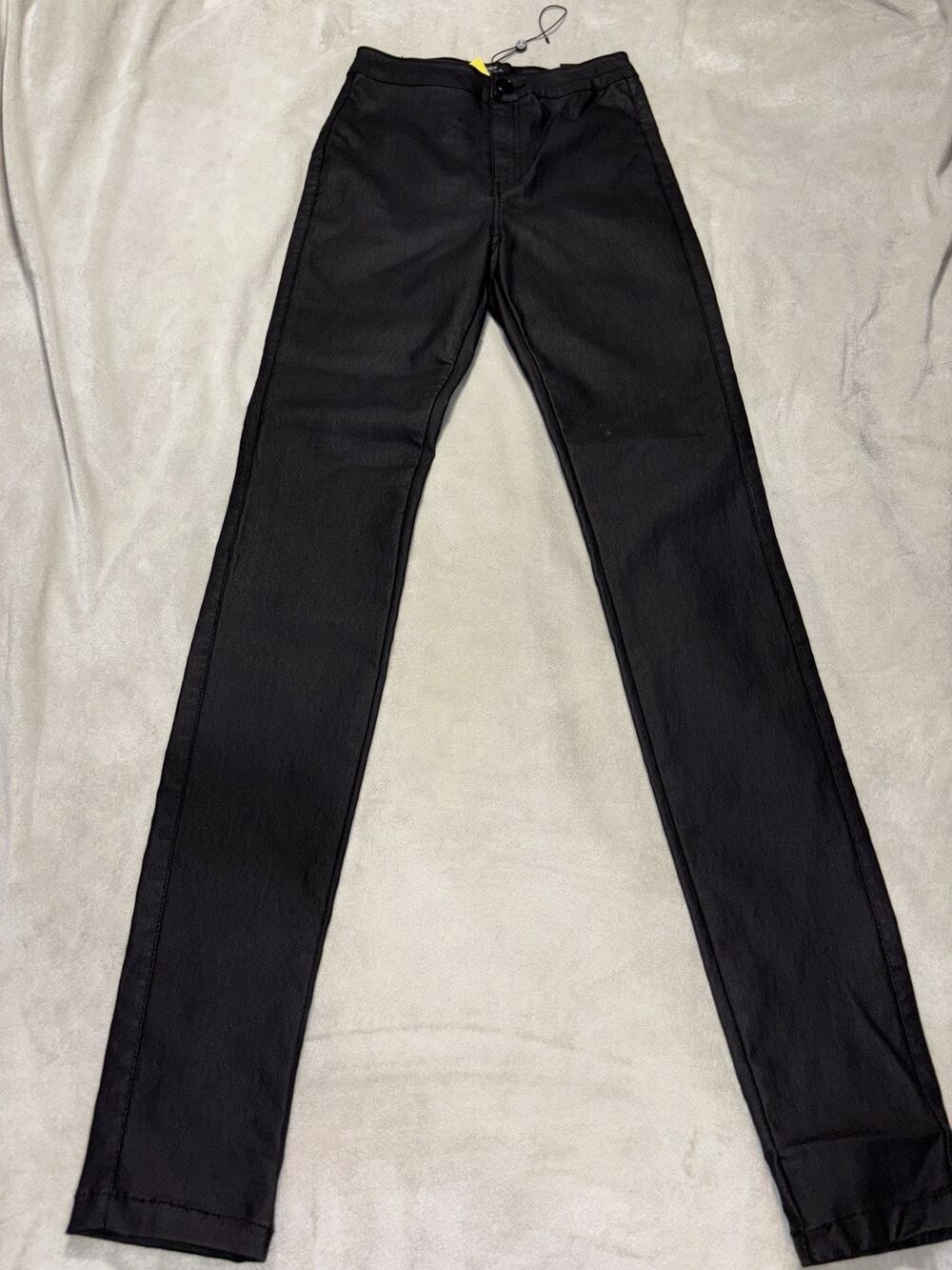 Misguided Vice Black Jeans High Waist Tube Skinny Faux Leather 2R 6R New w/ Tag